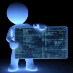 Computers Man holds the program code 098860  min