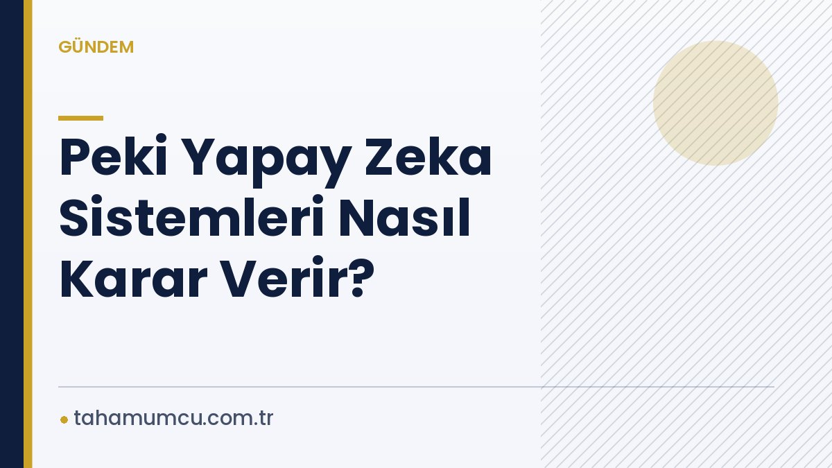 Peki Yapay Zeka Sistemleri Nasıl Karar Verir? Peki Yapay Zeka Sistemleri Nasıl Karar Verir?